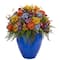 24" Mixed Floral Artificial Arrangement in Blue Vase